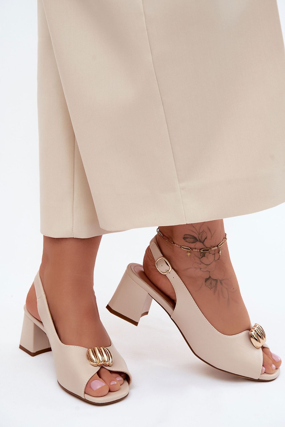  Sandały Model Sergio Leone SK159 Beige - Step in style 