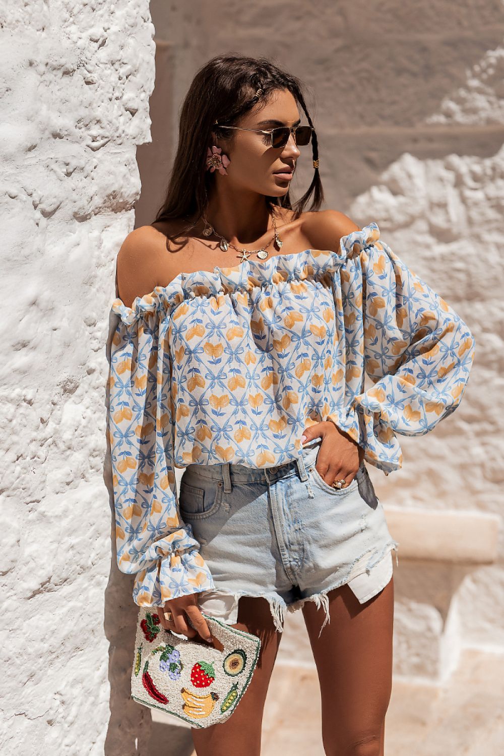   Bluzka Model Mia 582290843 Blue Limones - LaBalancia 