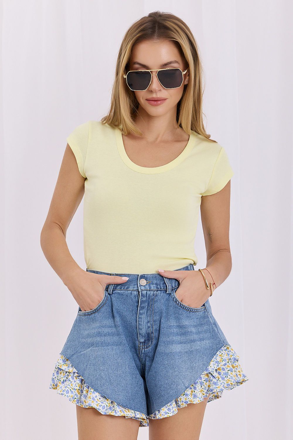   Tshirt Damski Model RV-TS-A1360.02P Light Yellow - Rue Paris 