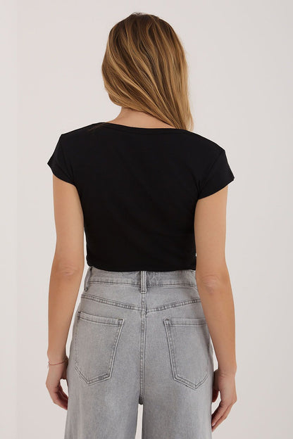   Tshirt Damski Model RV-TS-A1360.02P Black - Rue Paris 