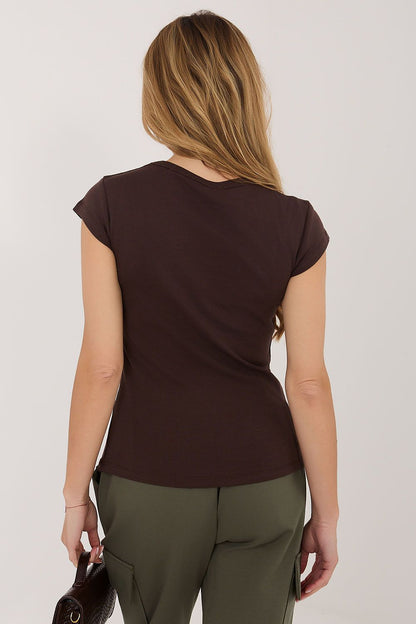   T-shirt Damski Model RV-TS-A1360.02P Dark Brown - Rue Paris 