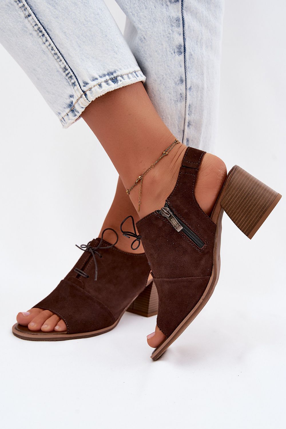  Sandały Model Zazoo 40523 Czekolada Zamsz - Step in style 