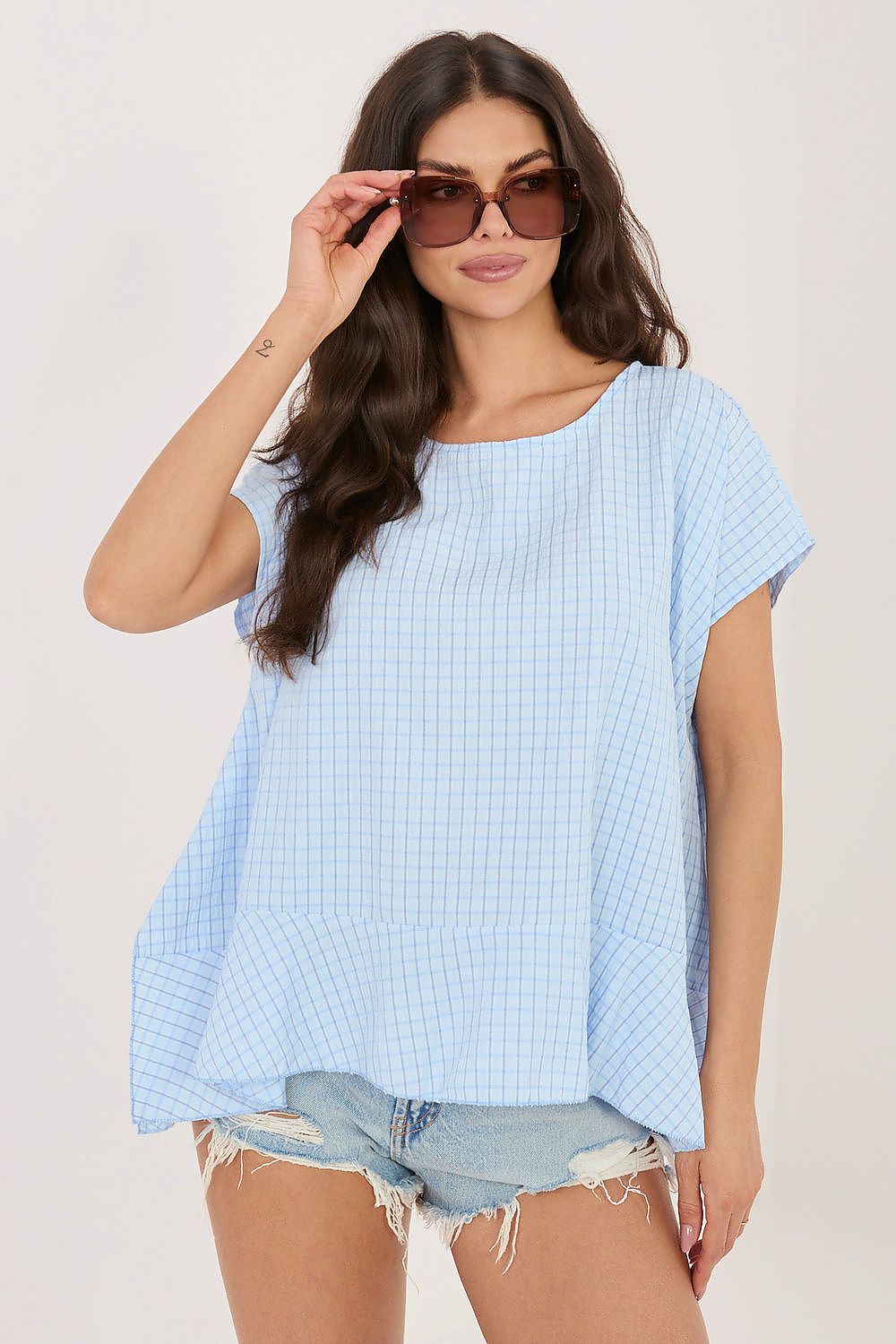   Bluzka Model IT-BZ-FL10332.80 Light Blue - Italy Moda 