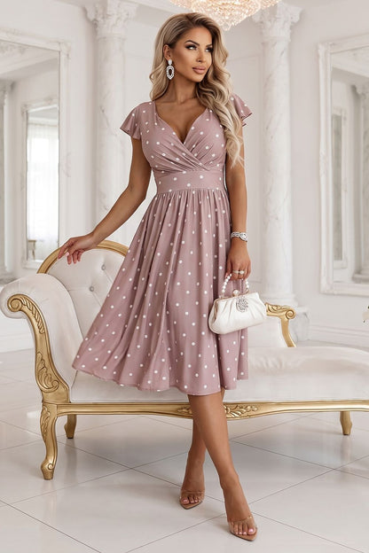 Sukienka Model Matilde 425-16 Beige Groszki - Numoco 