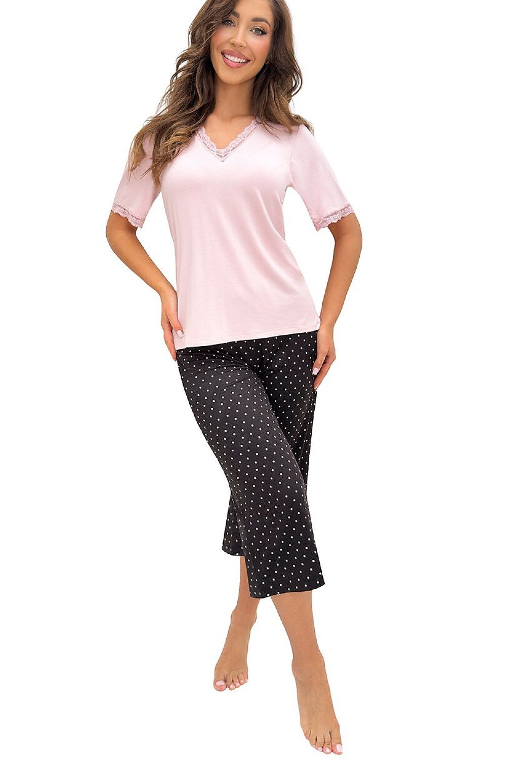  Piżama Damska Model Pati 3/4 232957 Black/Pink - Donna 