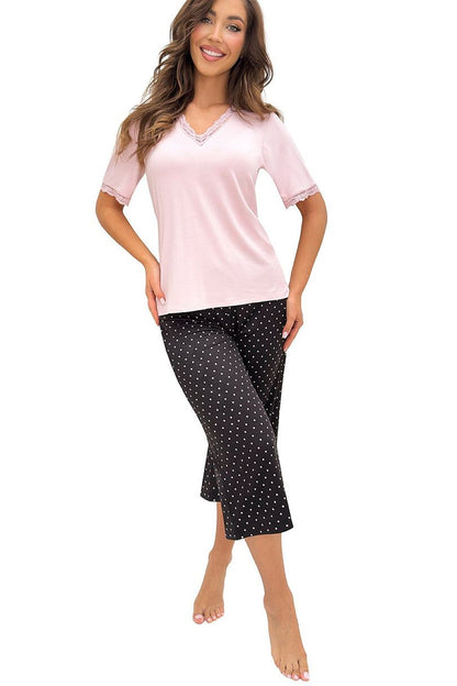  Piżama Damska Model Pati 3/4 232957 Black/Pink - Donna 