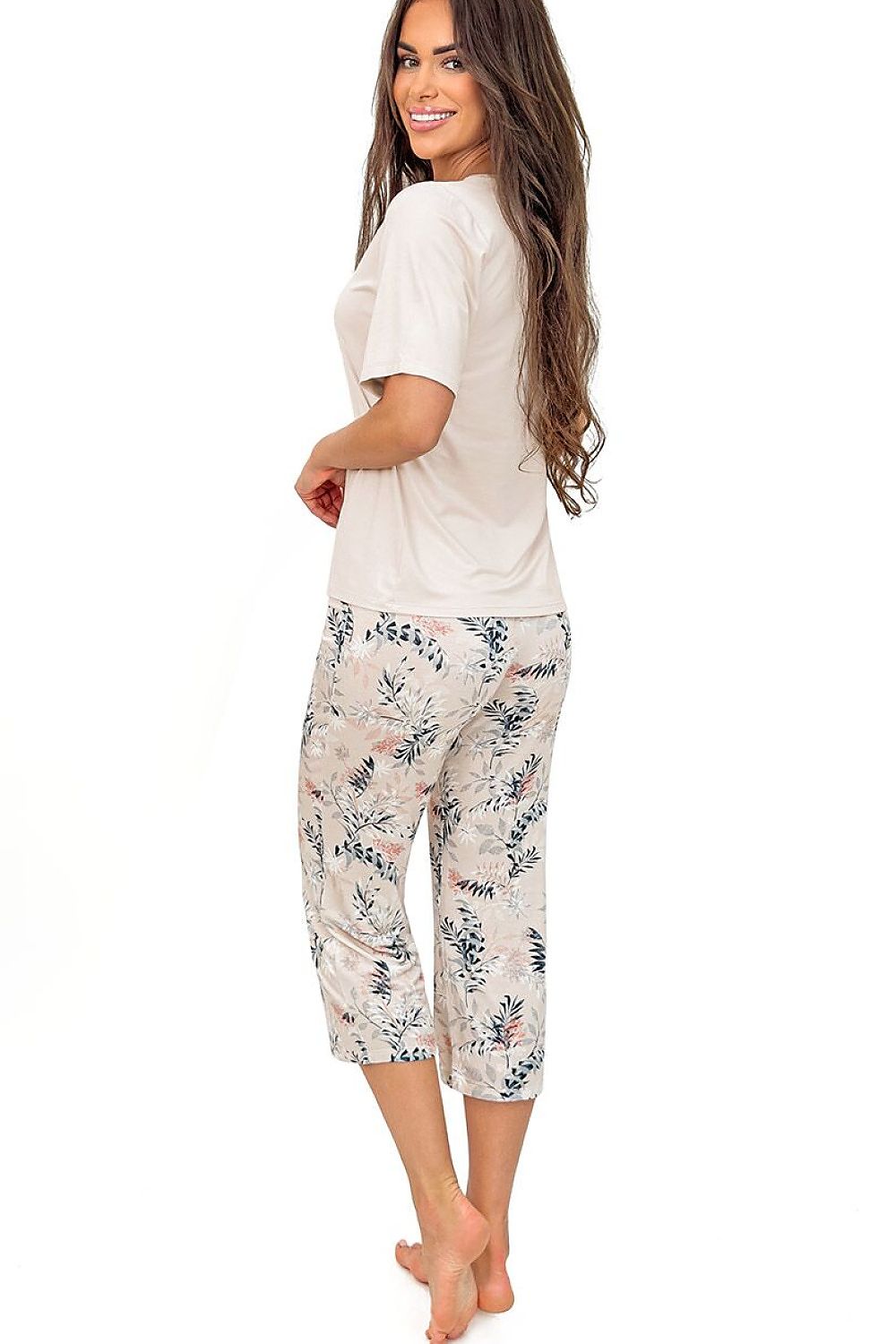  Piżama Damska Model Goya 3/4 231910 Beige Wzór - Donna 