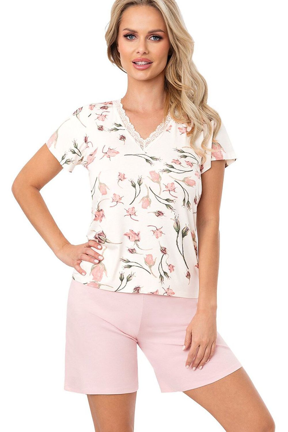  Piżama Damska Model Amaris 1/2 206017 Ecru/Pink - Donna 