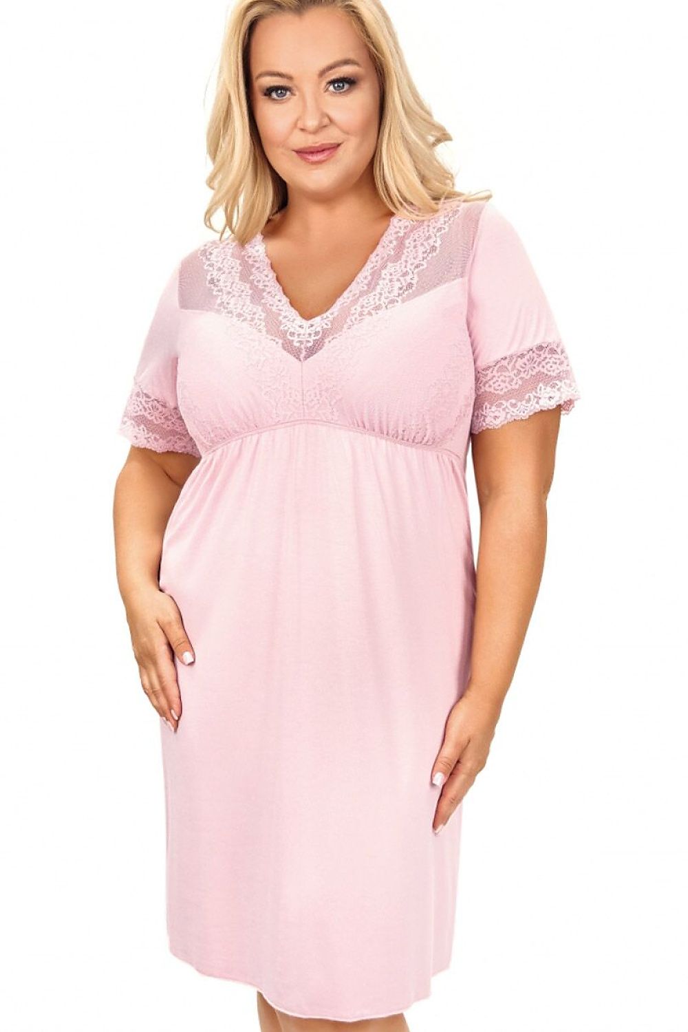   Koszula Nocna Model Linda Plus Size 232927 Powder Pink - Donna 