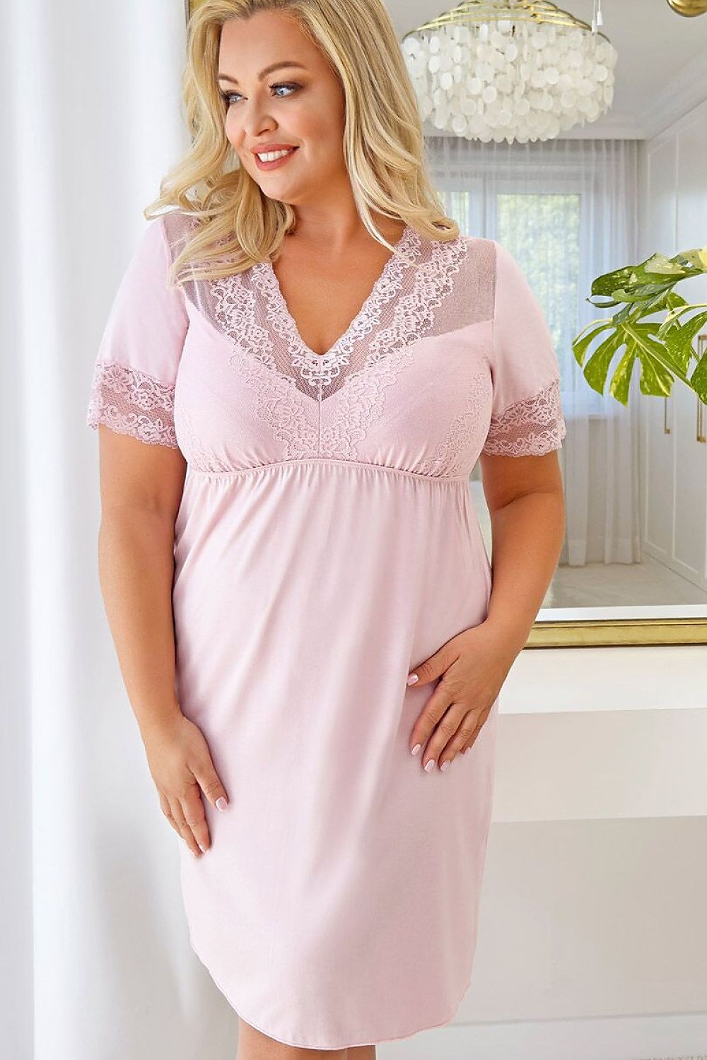   Koszula Nocna Model Linda Plus Size 232927 Powder Pink - Donna 
