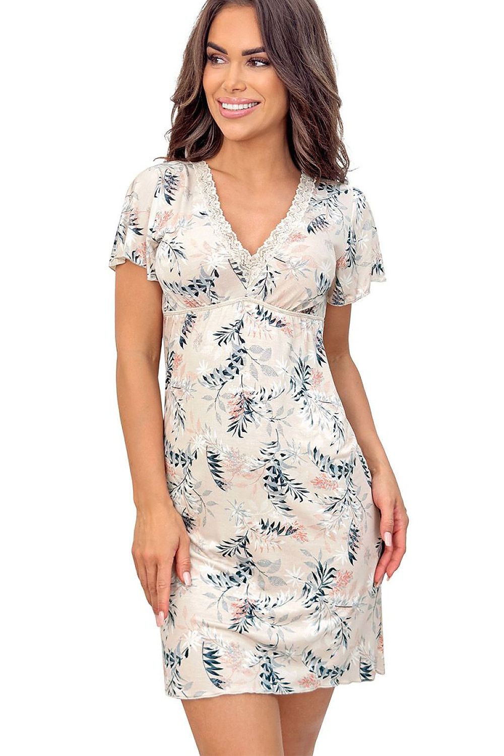  Koszulka nocna Koszula Nocna Model Goya 231901 Beige Wzór - Donna 