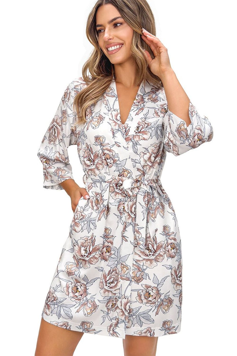  Szlafrok Damski Model Elizabeth 236908 Ecru/Beige/Grey - Donna 