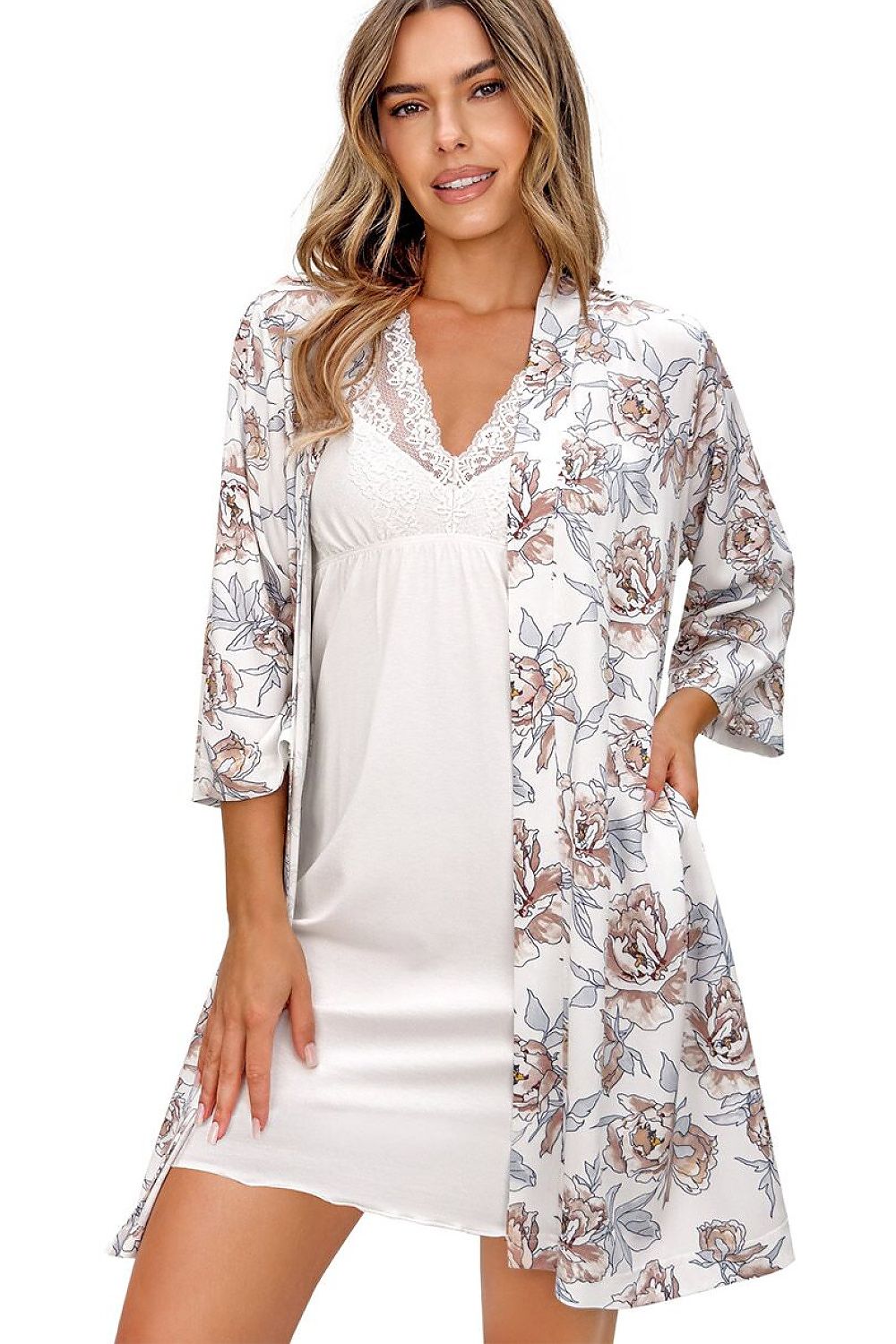  Szlafrok Damski Model Elizabeth 236908 Ecru/Beige/Grey - Donna 