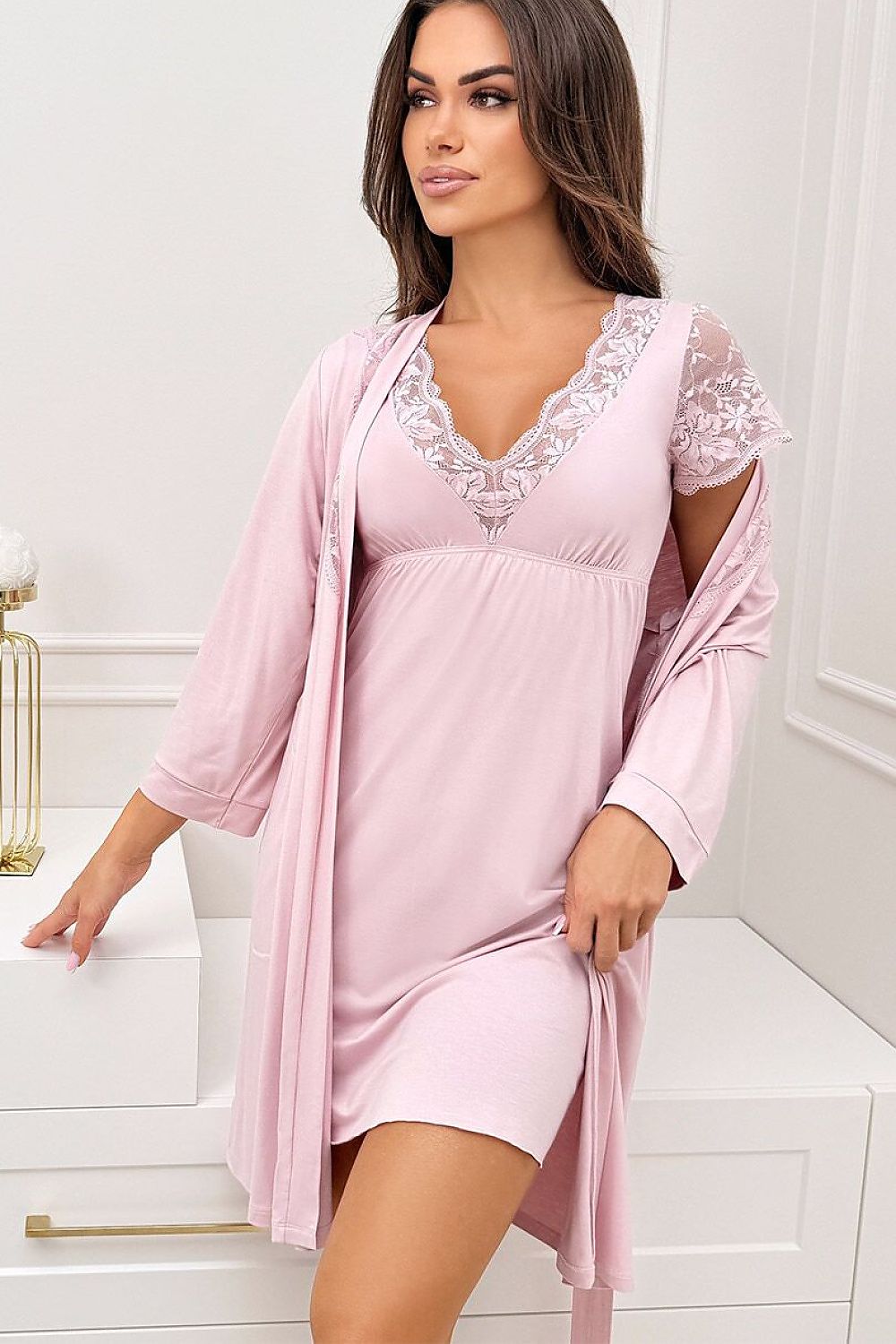  Szlafrok Damski Model Sonia 231622 Powder Pink - Donna 