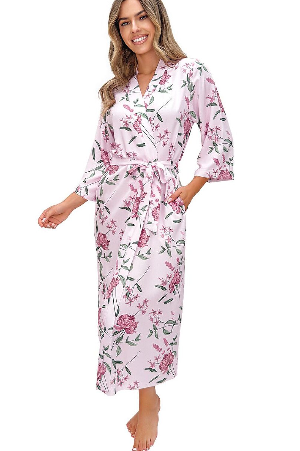  Szlafrok Damski Model Gabriela 235744 Powder Pink Wzór - Donna 