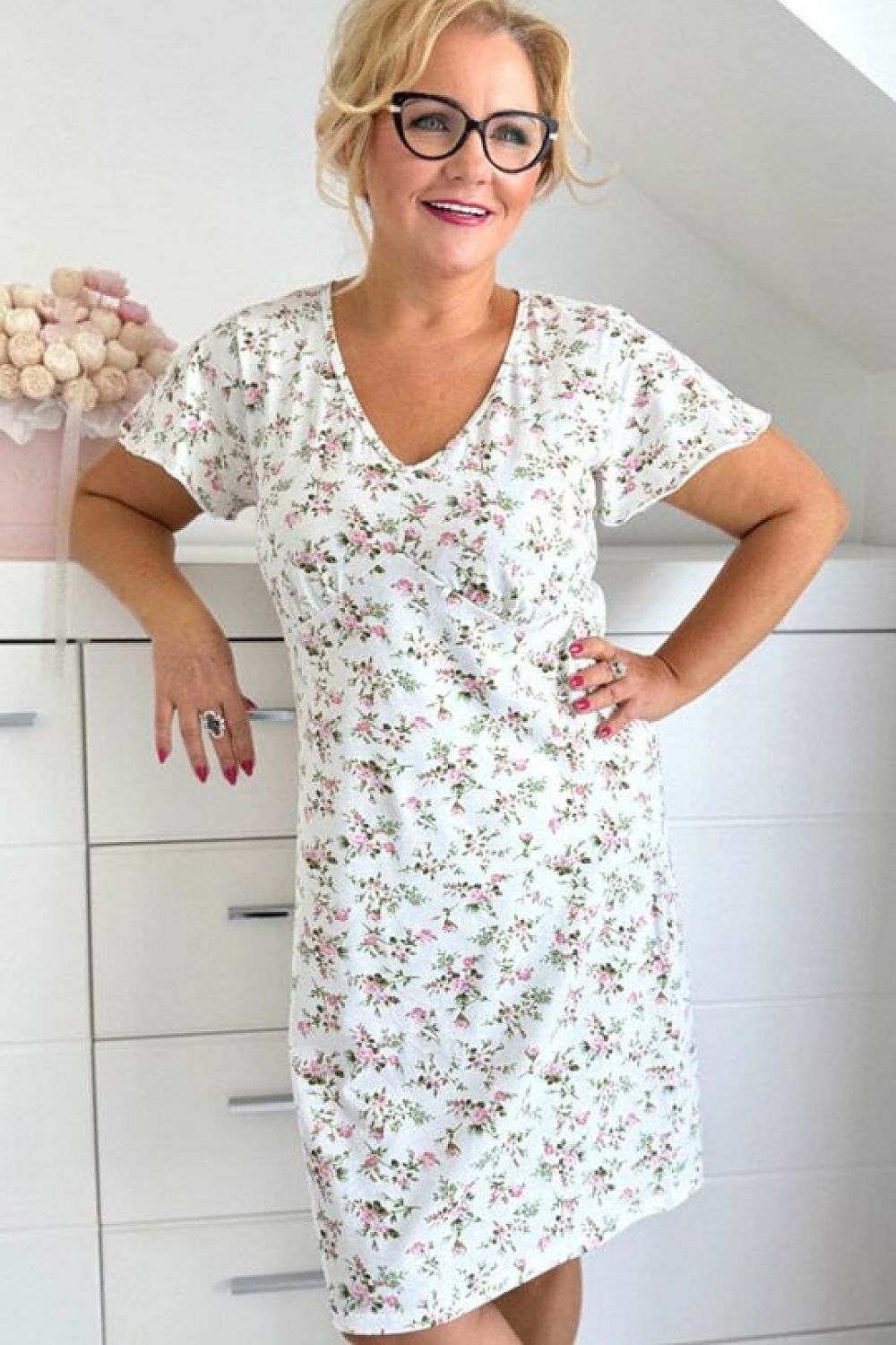 Koszulka nocna Koszula Nocna Model Emilia 226059 Ecru Wzór - Donna 
