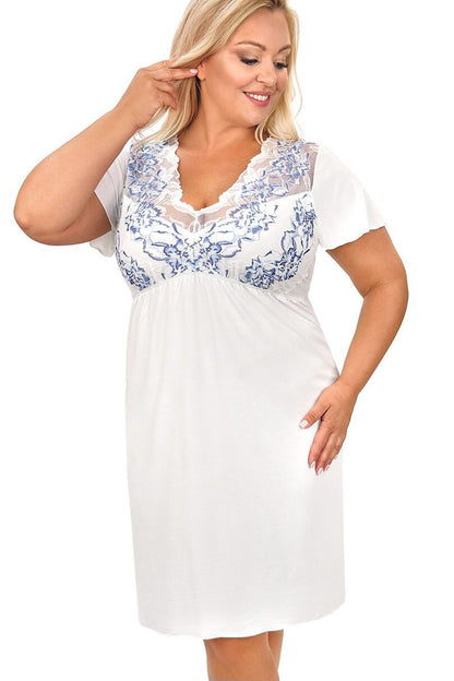   Koszula Nocna Model Angela Plus Size 228226 Ecru/Blue - Donna 
