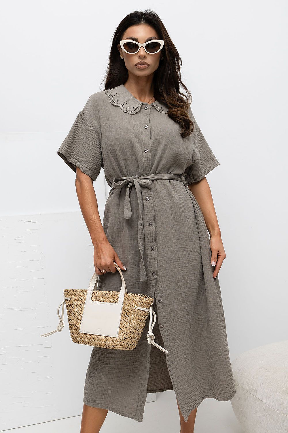  Sukienka Model MI-SK-3426.91 Dark Beige - Italy Moda 
