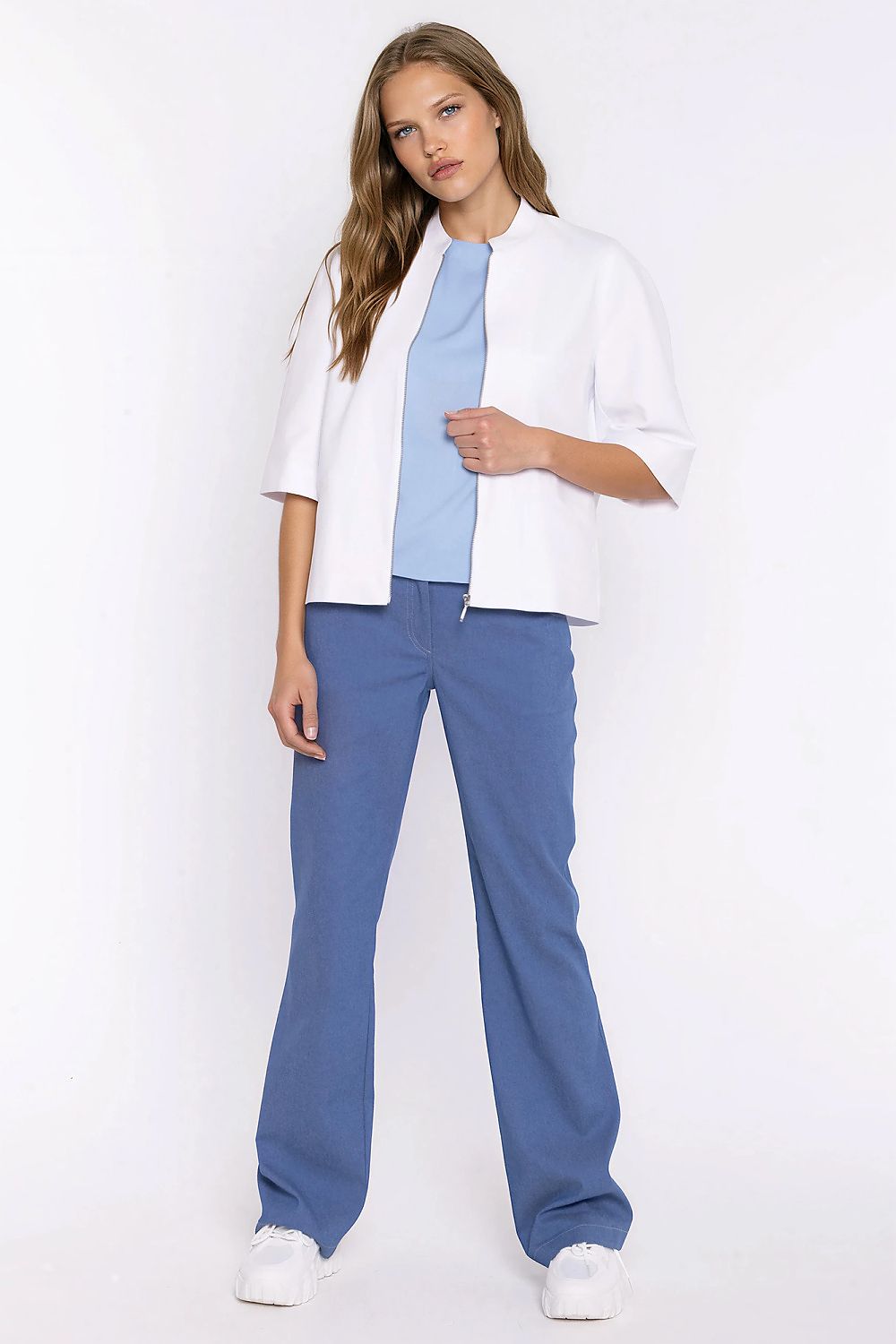   Jeansowa luźna kurtka Z101 White - Nife 