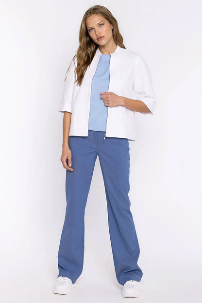   Jeansowa luźna kurtka Z101 White - Nife 