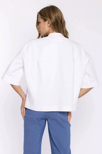   Jeansowa luźna kurtka Z101 White - Nife 