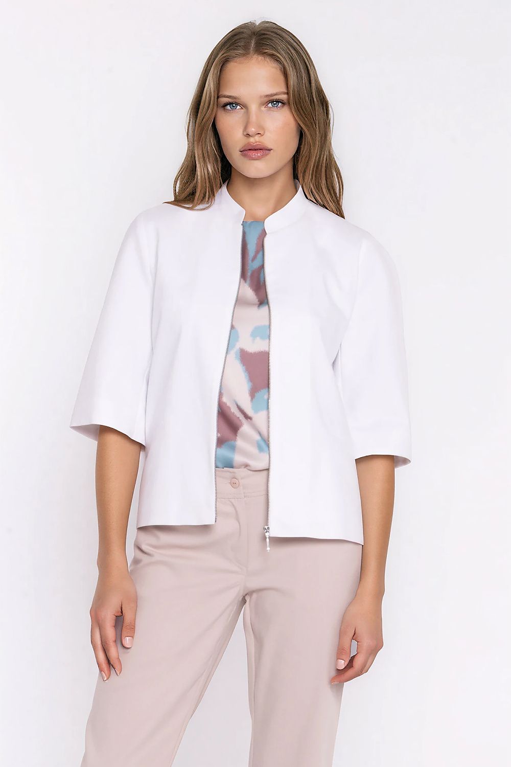   Jeansowa luźna kurtka Z101 White - Nife 