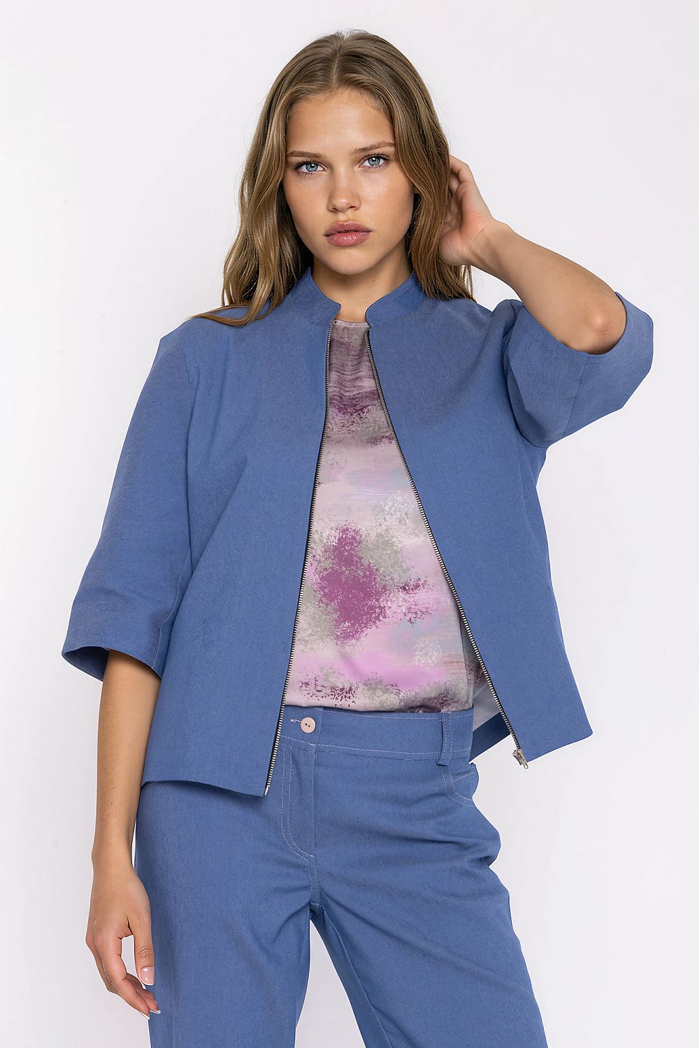   Jeansowa luźna kurtka Z101 Blue Denim - Nife 