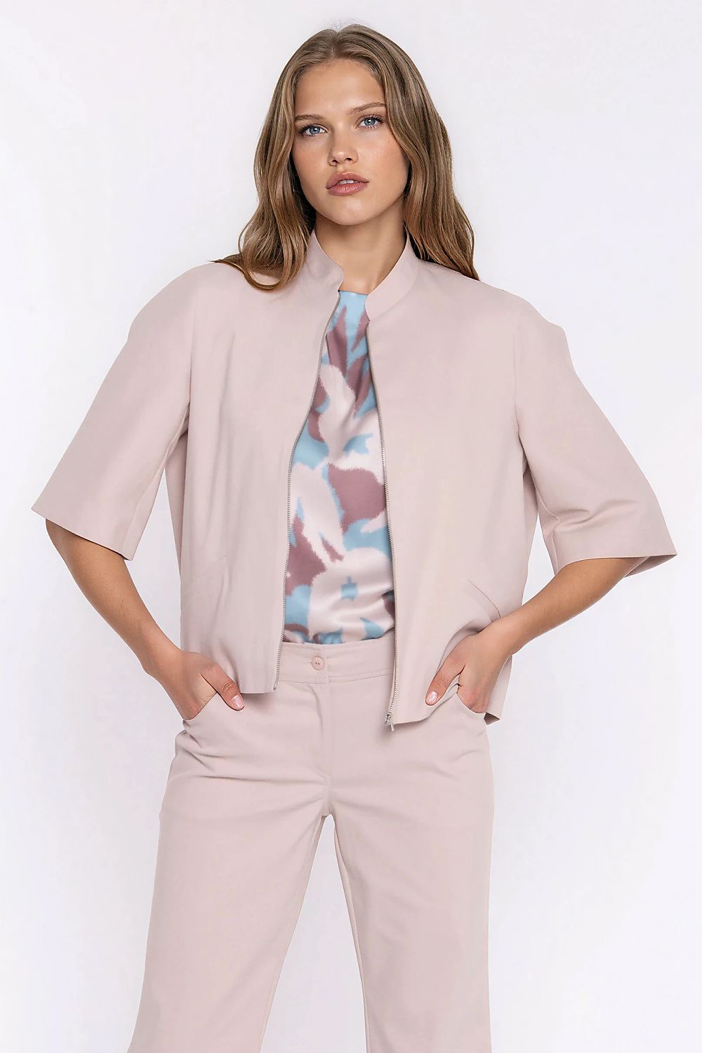  Jeansowa luźna kurtka Z101 Beige - Nife 