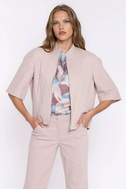   Jeansowa luźna kurtka Z101 Beige - Nife 
