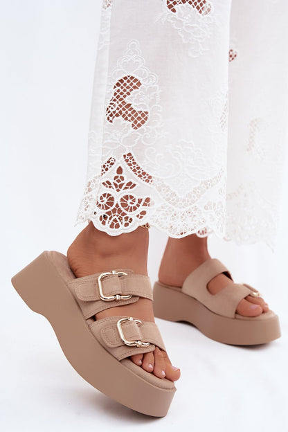  Sandał Klapki Model Hazelia THS-162 Beige - Step in style 
