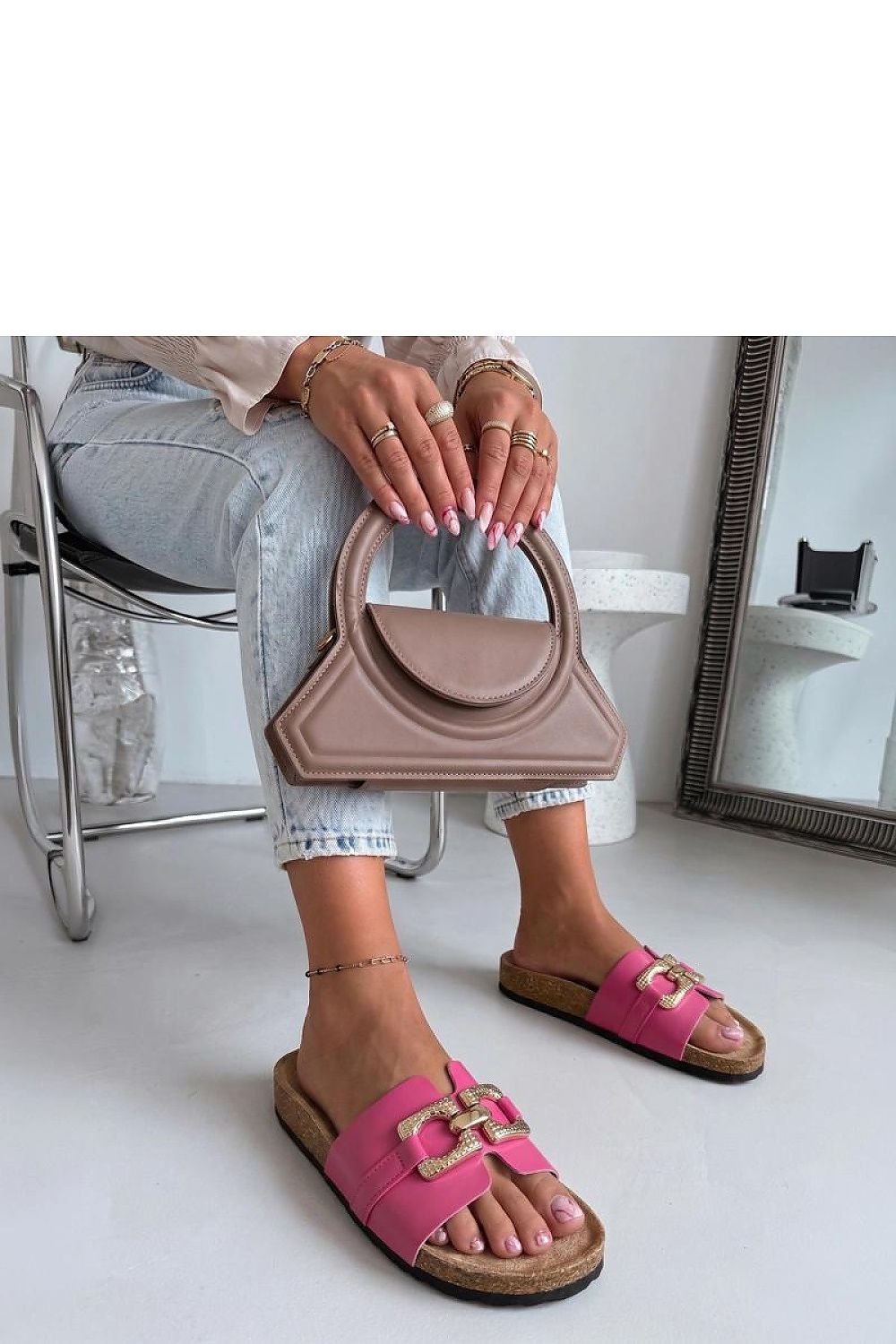  Sandał Klapki Model Rachele SAR-42 Pink Fuksja - Solea 