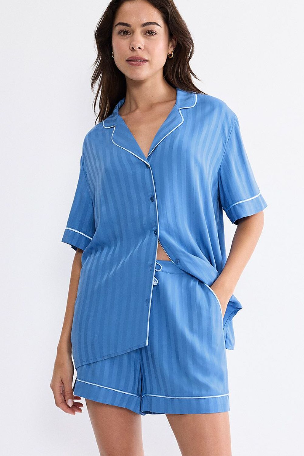  Piżama Góra Model Amourette Jacquard 10227193-005J 229909 Blue - Triumph 