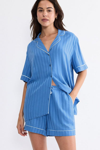  Piżama Góra Model Amourette Jacquard 10227193-005J 229909 Blue - Triumph 