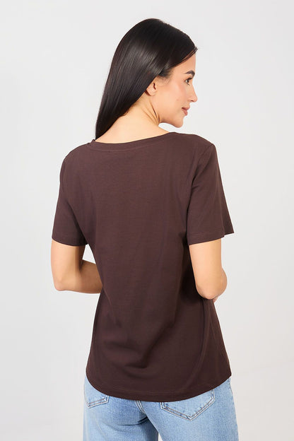   Tshirt Damski Model RV-TS-A1095.33 Dark Brown - Rue Paris 