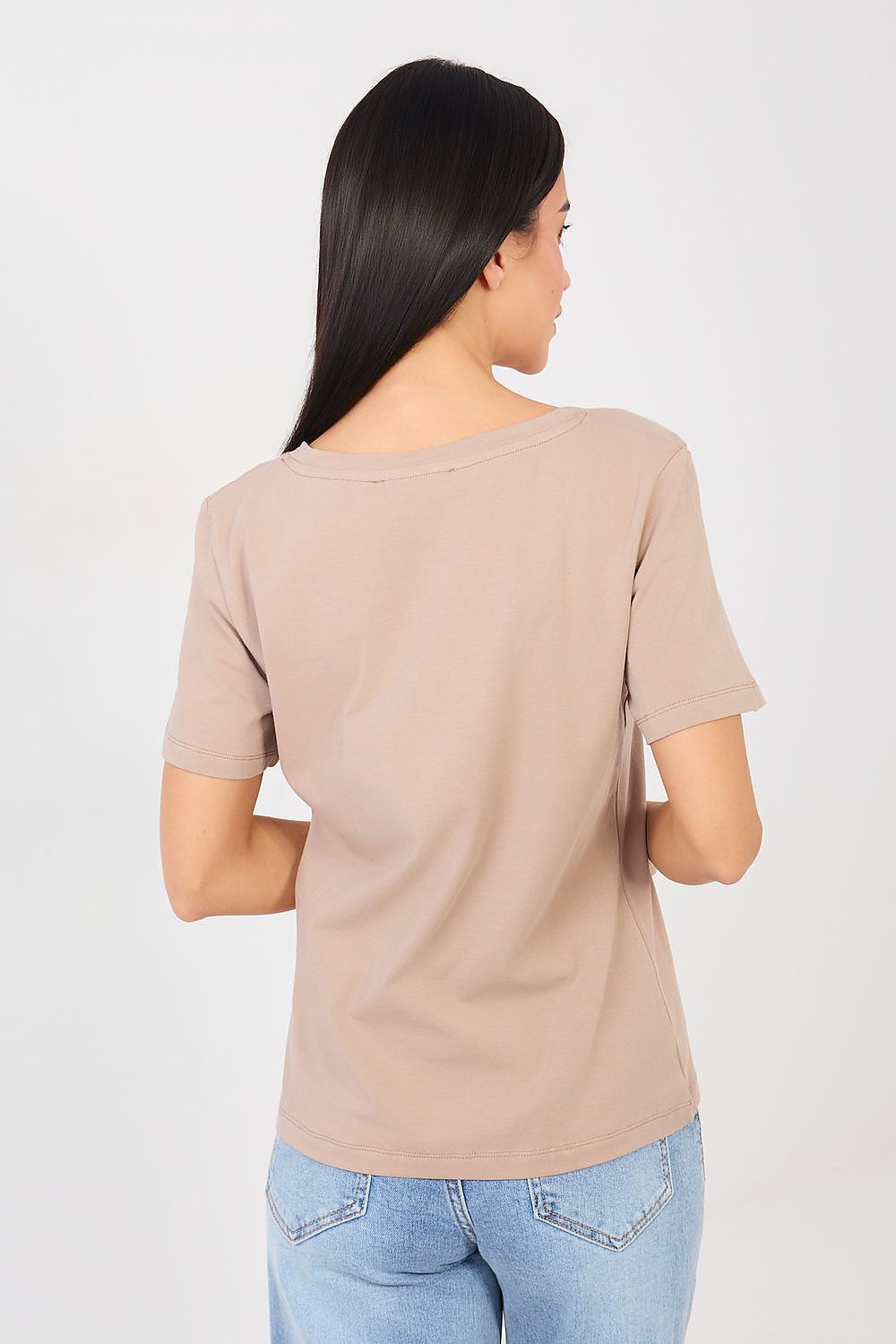   Tshirt Damski Model RV-TS-A1095.33 Dark Beige - Rue Paris 