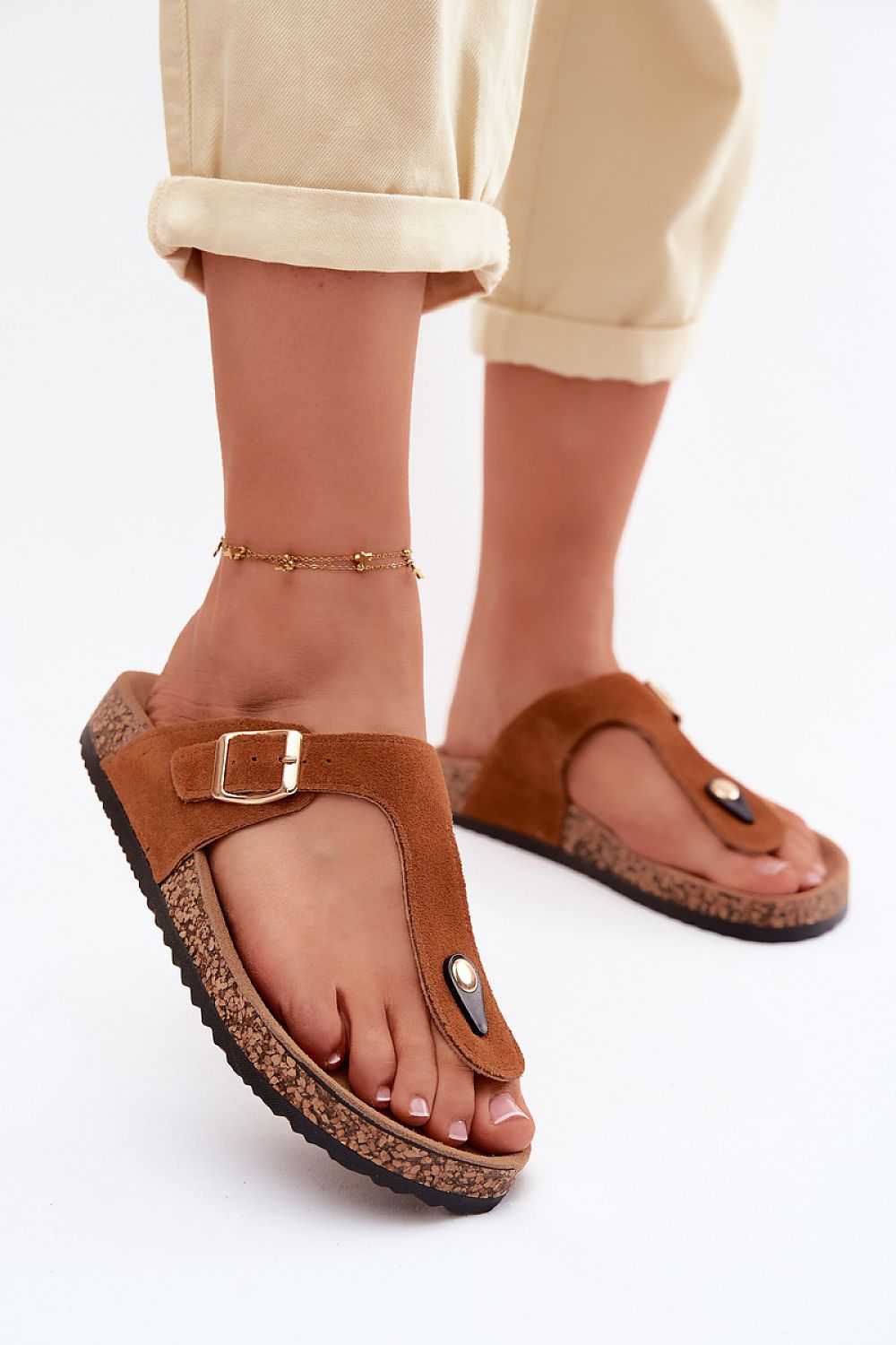  Sandał Japonki Model Honey 26SD21-101 Camel - Step in style 