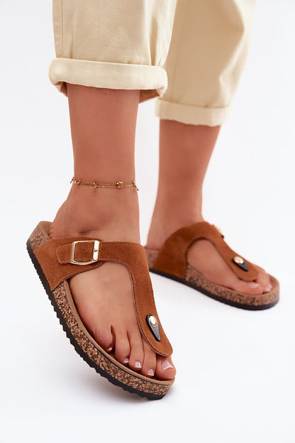  Sandał Japonki Model Honey 26SD21-101 Camel - Step in style 