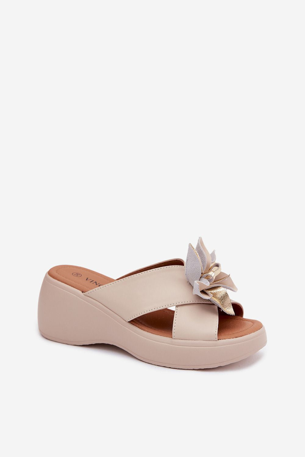  Sandał Klapki Model Vinceza 41511 Beige - Step in style 