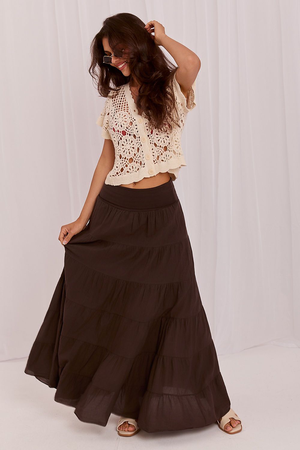  Spódnica Model IT-SD-FL9357MSL.52 Dark Brown - Italy Moda 