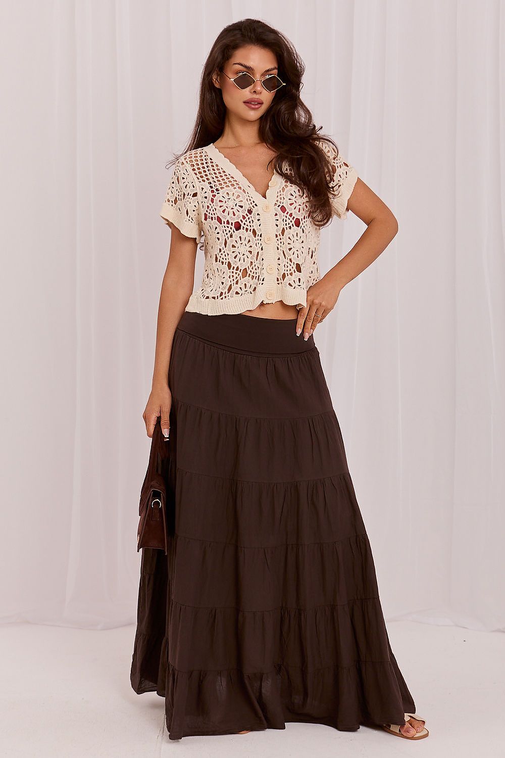  Spódnica Model IT-SD-FL9357MSL.52 Dark Brown - Italy Moda 