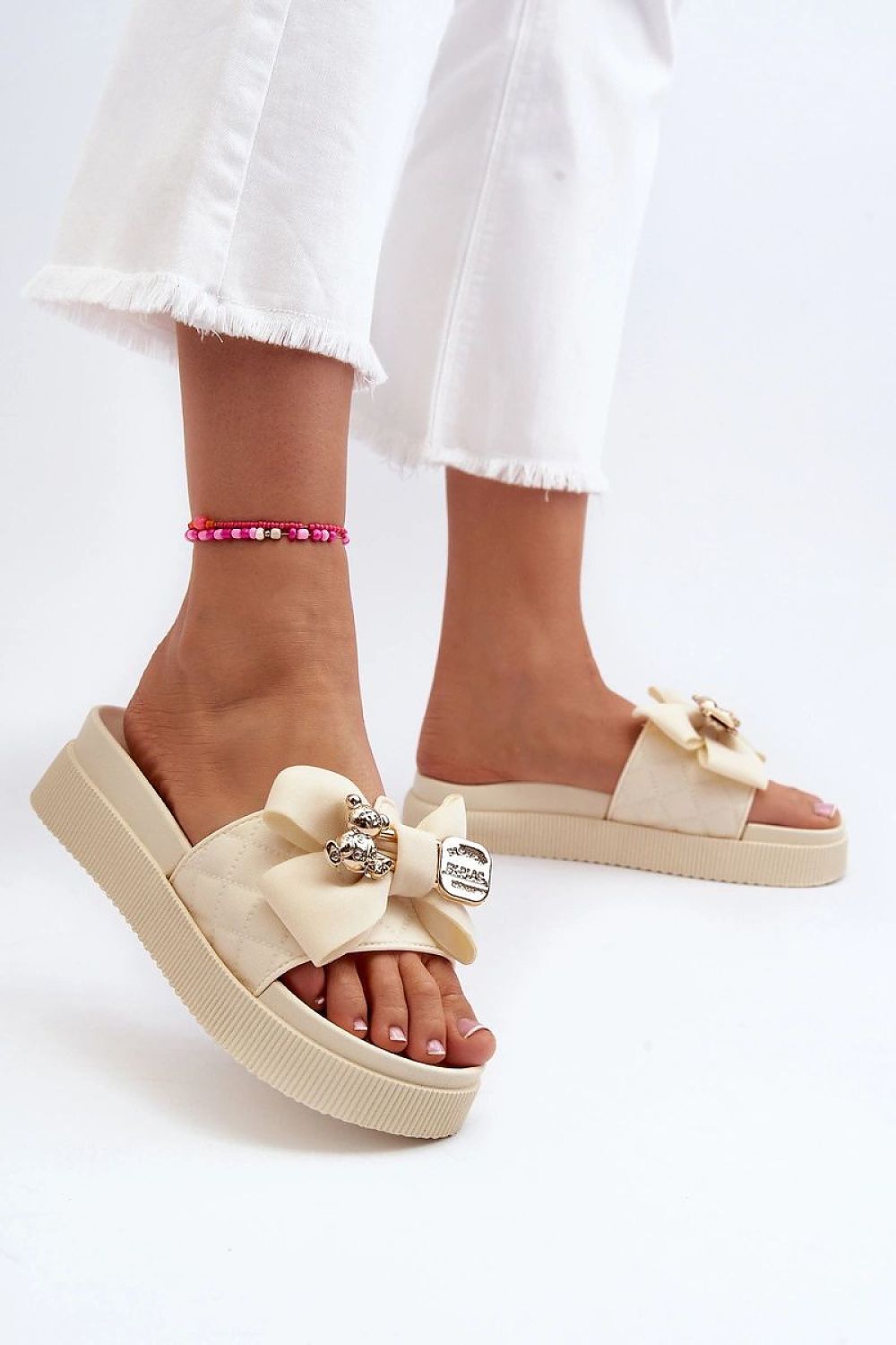  Sandał Klapki Modele Katterina SP50-3/BG146P Beige - Step in style 