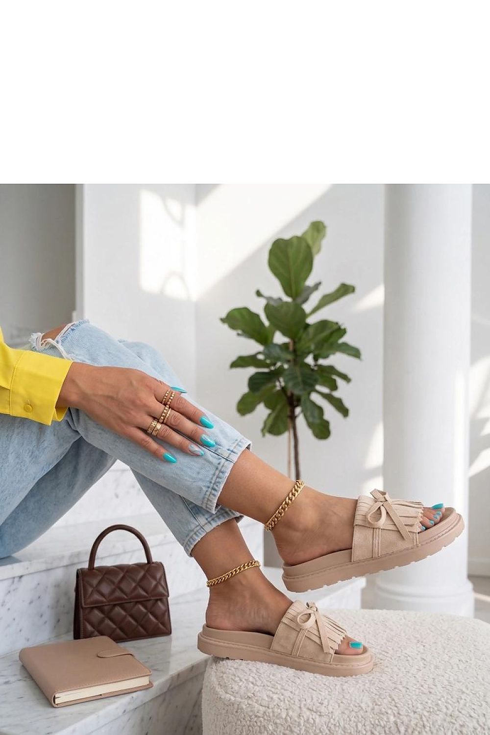  Sandał Klapki Model Florence CH1701-3 Beige - Solea 
