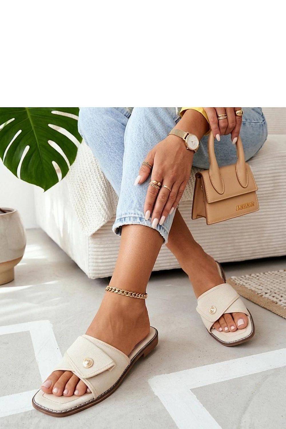  Sandał Klapki Model Prudence VR9313-3 Beige Brown - Solea 