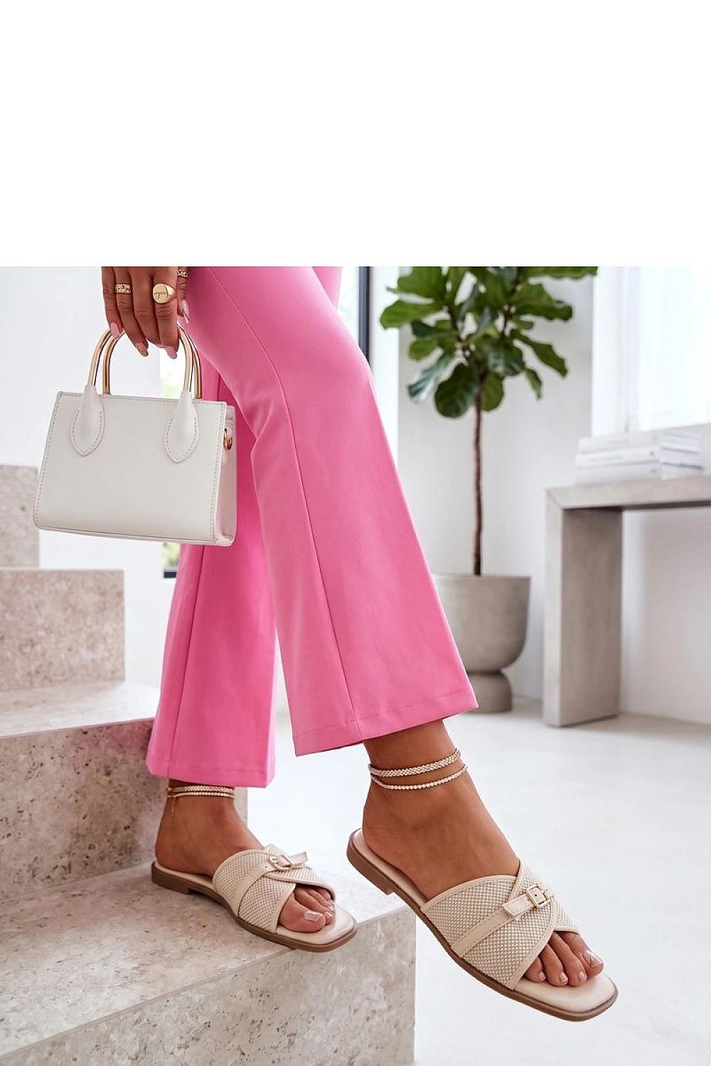  Sandał Klapki Model Rosalind CD5303-3 Beige - Solea 