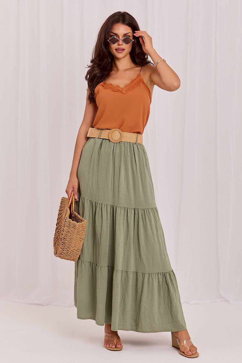  Spódnica Model MO-SD-25013.27 Khaki - Italy Moda 