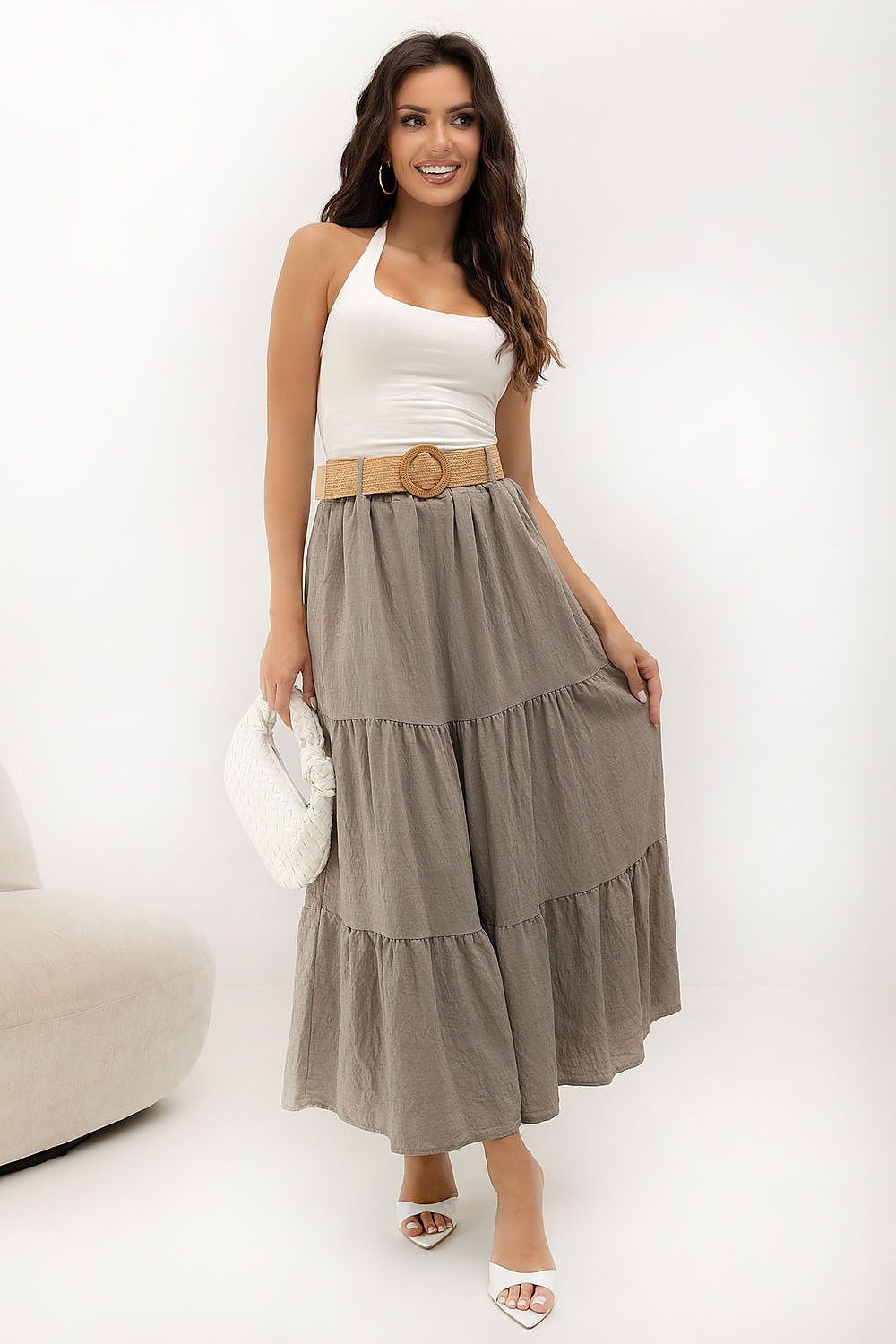  Spódnica Model MO-SD-25013.48 Dark Beige - Italy Moda 