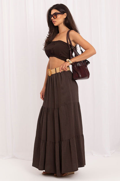  Spódnica Model MO-SD-25013.48 Dark Brown - Italy Moda 