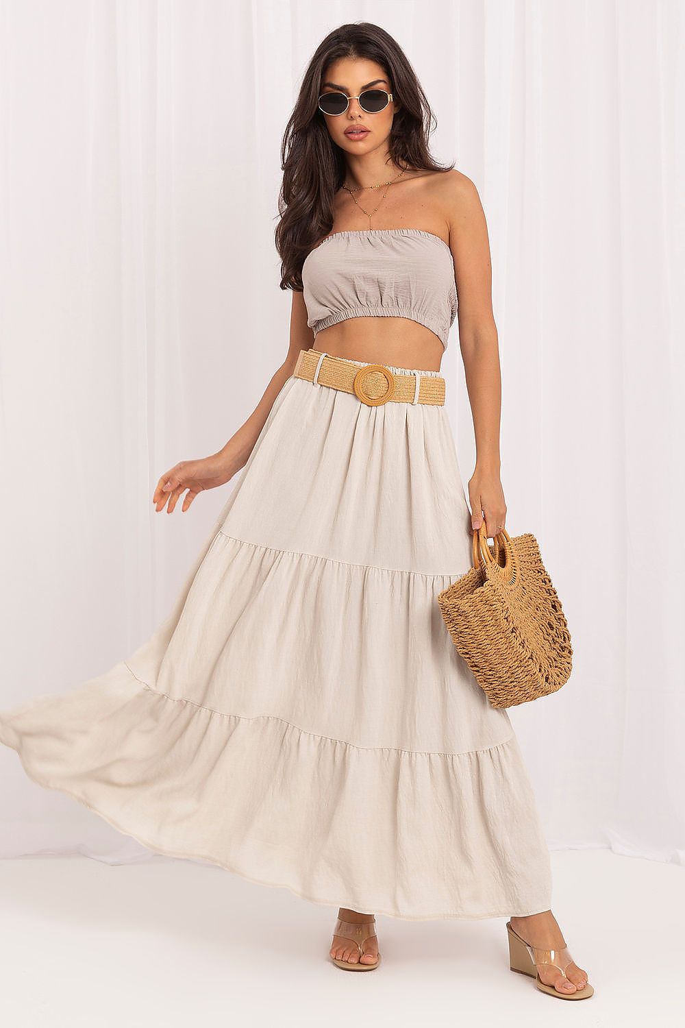  Spódnica Model MO-SD-25013.48 Light Beige - Italy Moda 