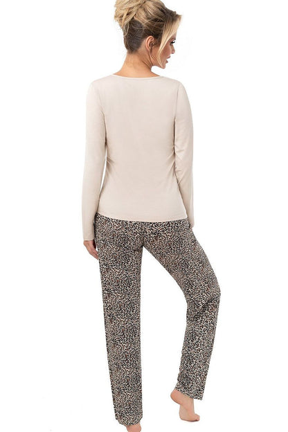  Piżama Damska Model Omari Long 217935 Beige/Panterka - Donna 