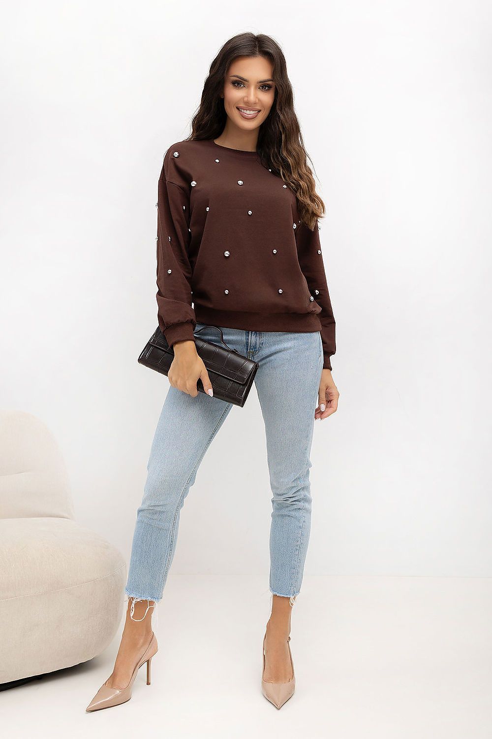  Bluza Damska Model IR-BL-R2697.04P Brown - Italy Moda 